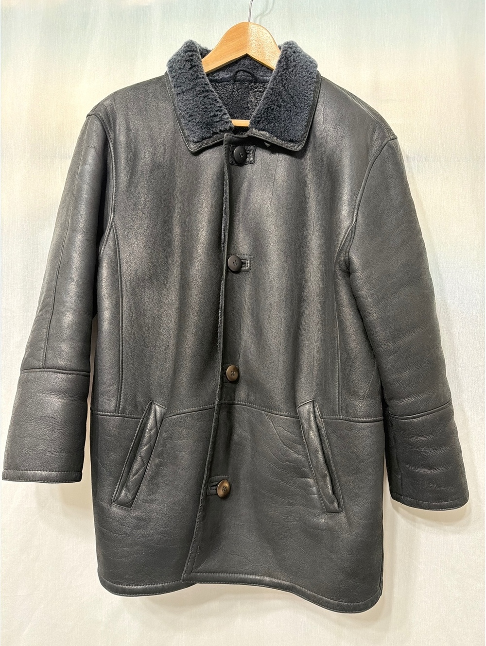 Corto Uomo Genuine Sheepskin Leather Shearling Coat Men's Medium
